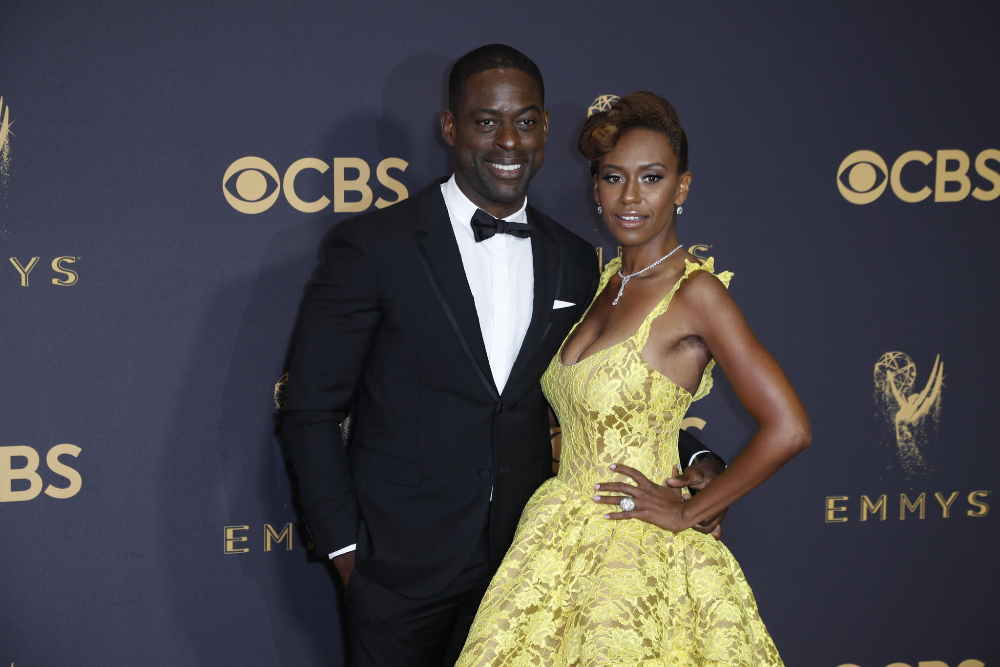 "This Is Us" actor Sterling K. Brown and Ryan Michelle Bathe arrive at the 69th Emmy Awards at the Microsoft Theater in Los Angeles. (Kirk McKoy / Los Angeles Times)