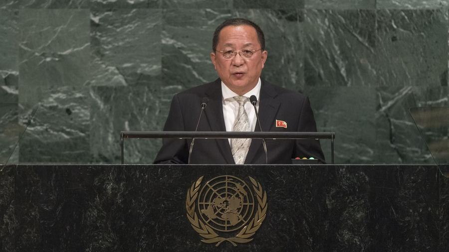 North Korean Minister for Foreign Affairs Ri Yong Ho speaks during the general debate of the 72nd United Nations General Assembly in New York. — Photograph: European Pressphoto Agency/Agencia EFE.