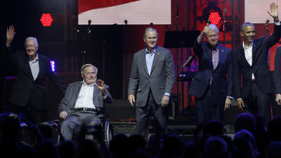 5 former presidents call for unity at hurricane relief concert in Texas