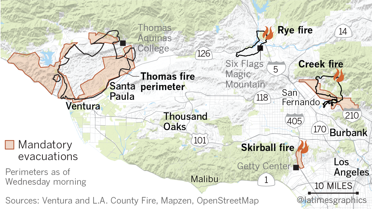 Heres A Map Showing All The Major Fires In Southern California La Times