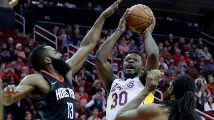 James Harden leaves because of an injury, but Rockets beat Lakers in double overtime