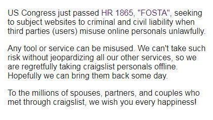 Why Craigslist has suddenly shut off its personals section ...
