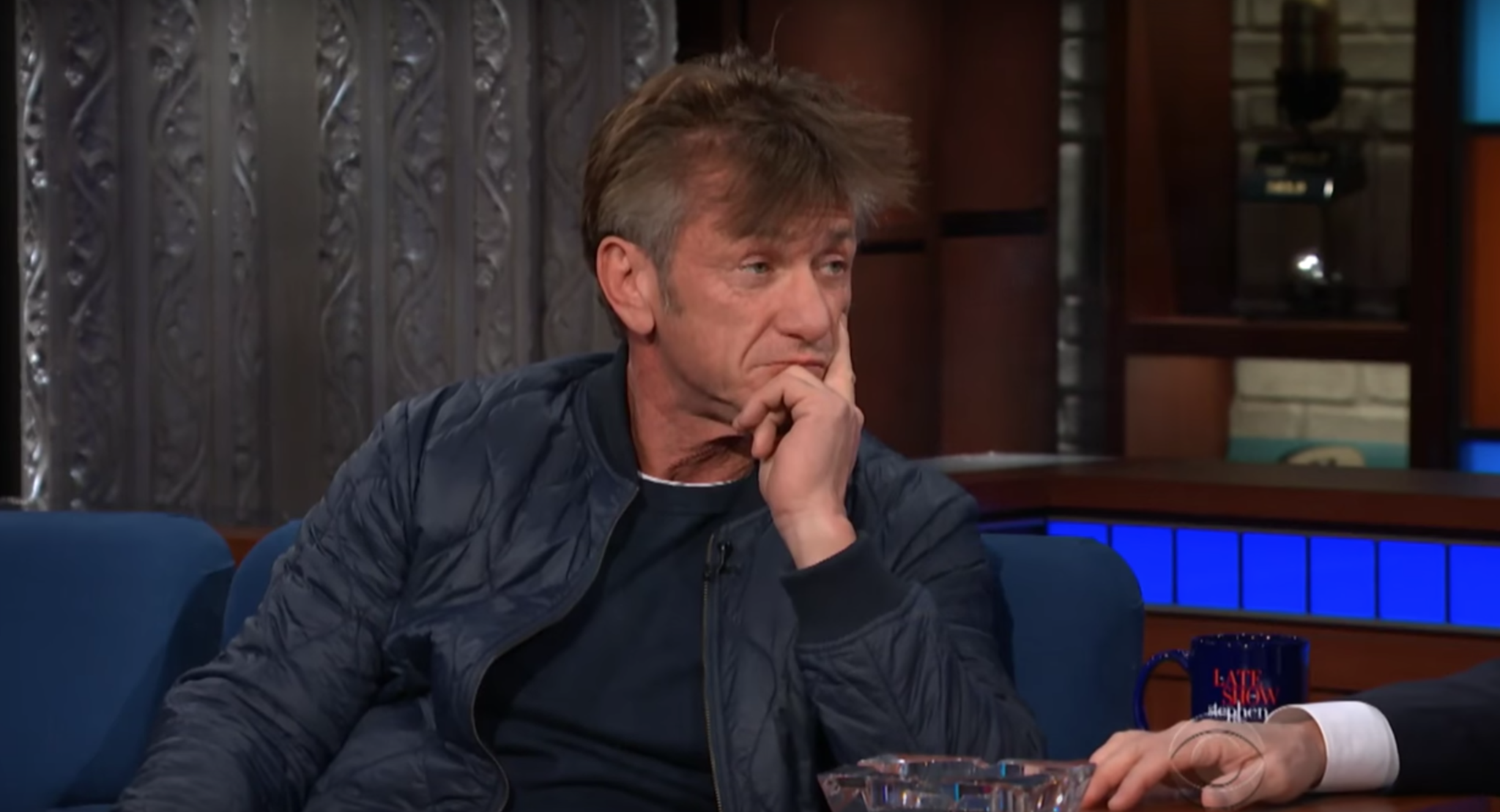 Sean Penn smokes cigarettes and says he's over acting in a bizarre 'Late Show ...