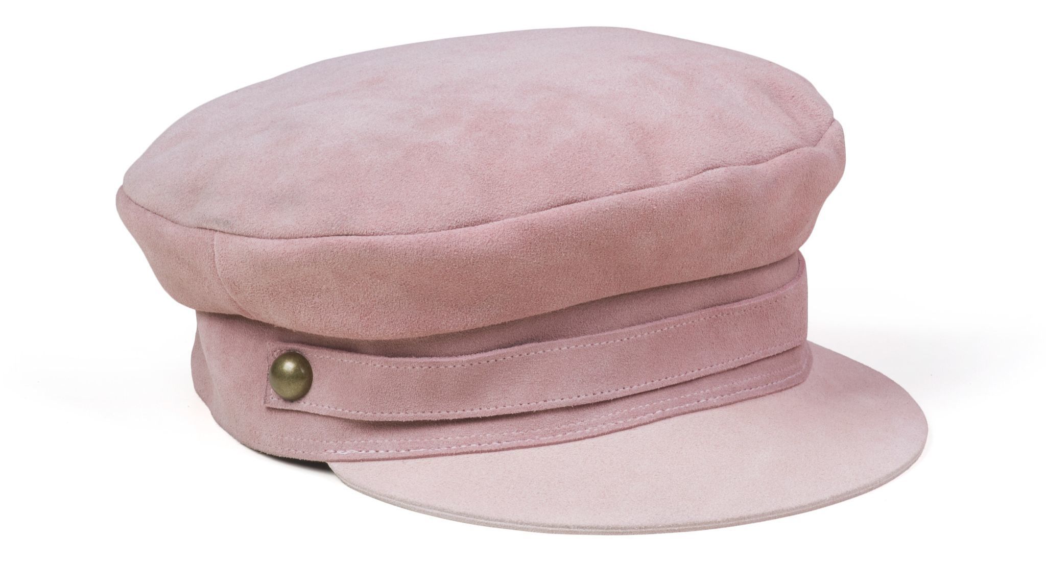 A pink suede slouch cap
