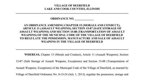 Document: Deerfield assault weapon ordinance