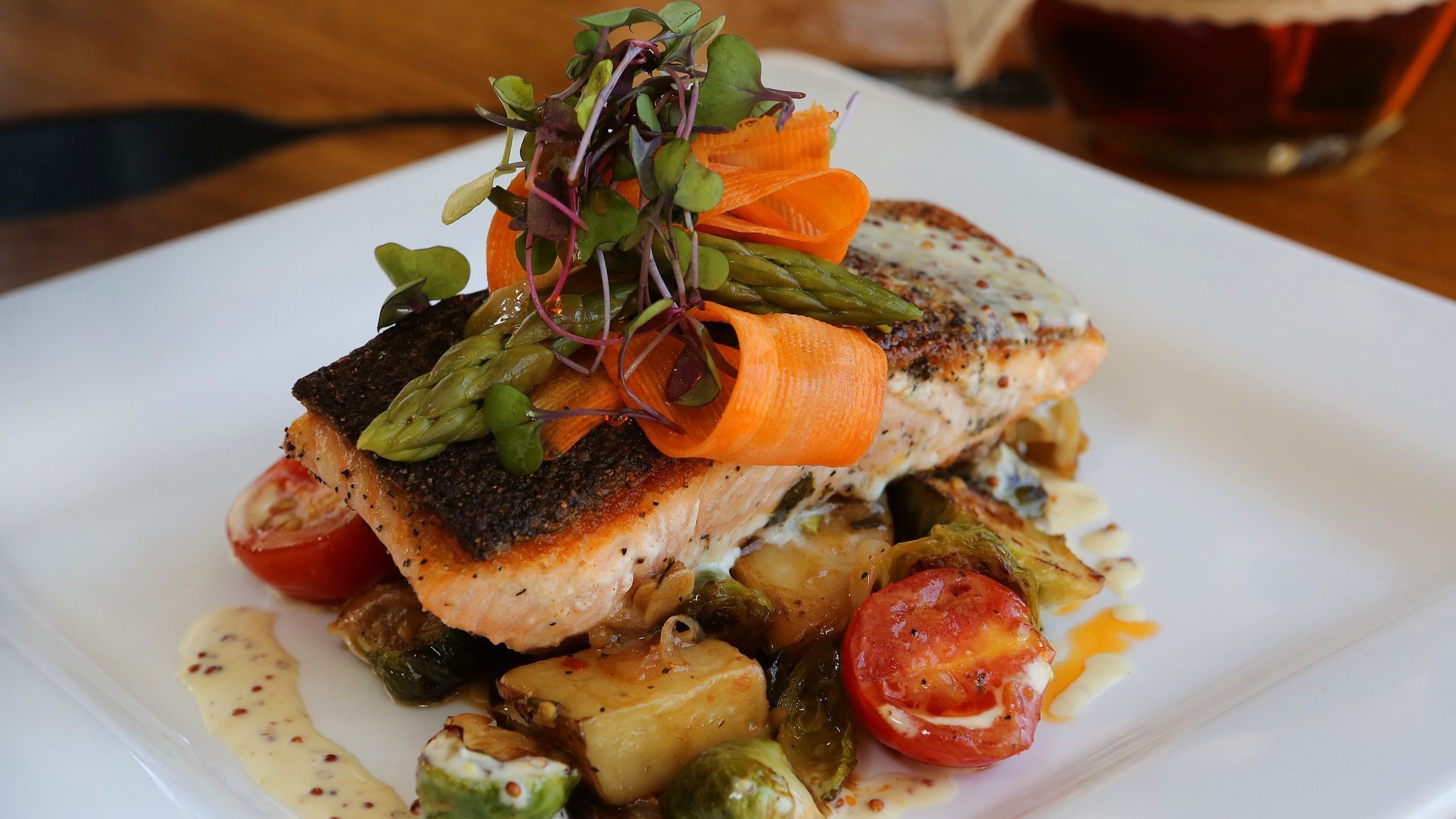 Pan-seared salmon at The Crooked Spoon in Clermont, Fl. Thursday, October 3, 2013. ( Tom Benitez/Orl