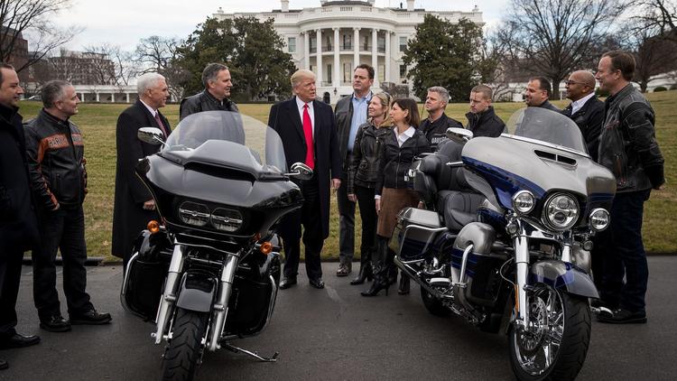Trump with Harley-Davidson executives