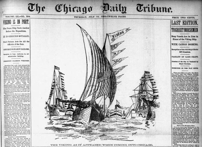 Viking ship arrives in Chicago, 1893