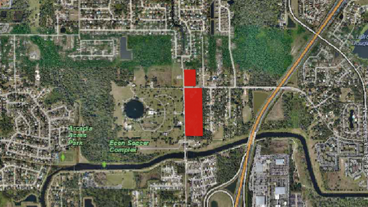 Orlando developer is seeking to rezone four parcels of mostly undeveloped land directly east of Harrell Road