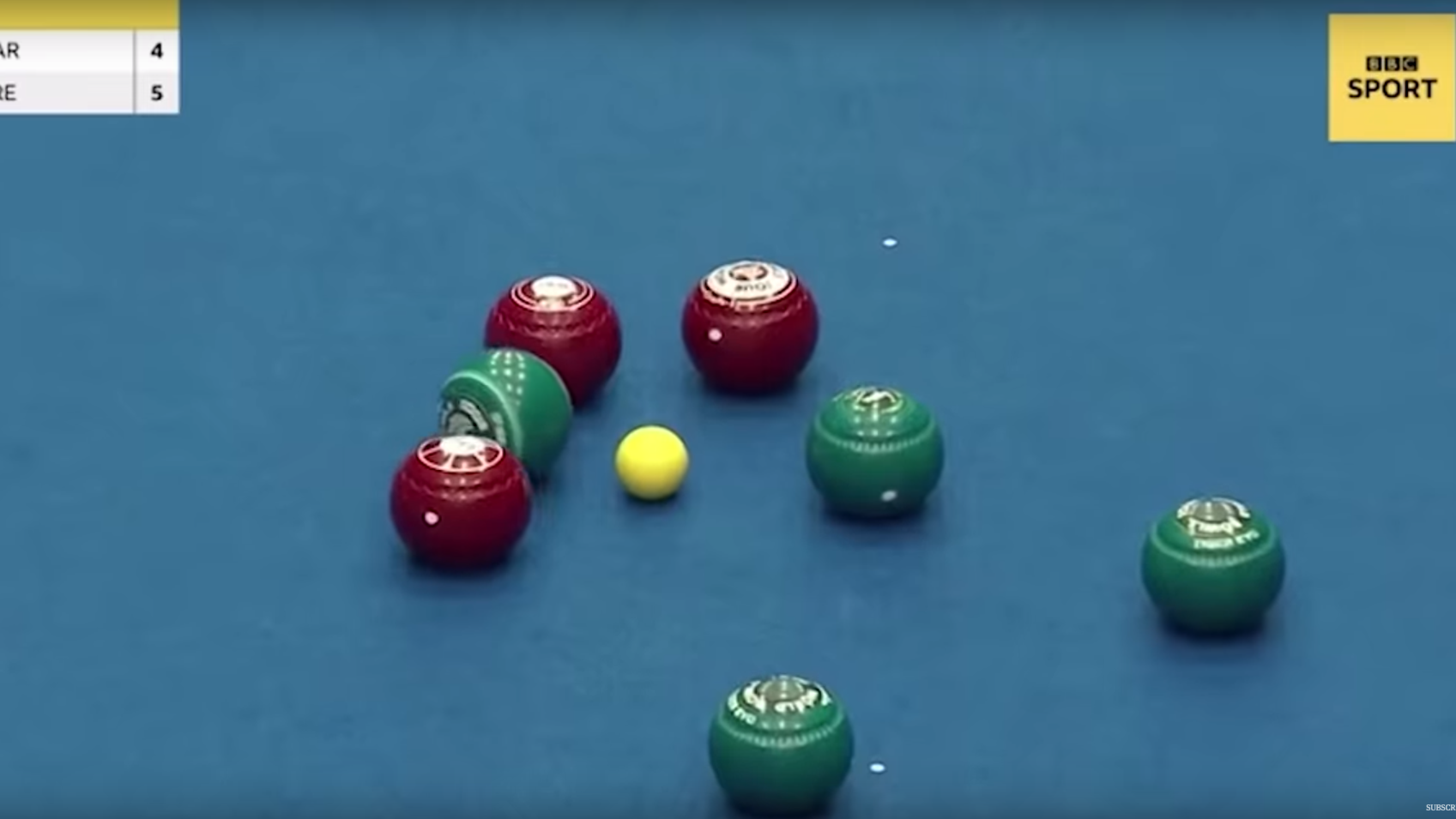 Indoor bowls provides all-time great sports highlight with impossible ball-splitting feat