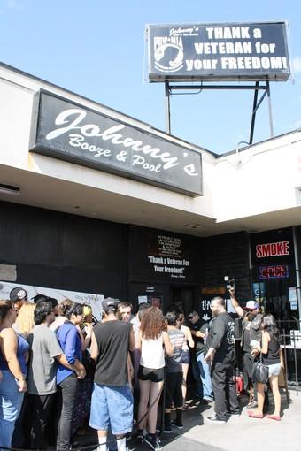 Fans of Avenged Sevenfold line up outside Johnny's Saloon last week in the hope of scoring free concert tickets.