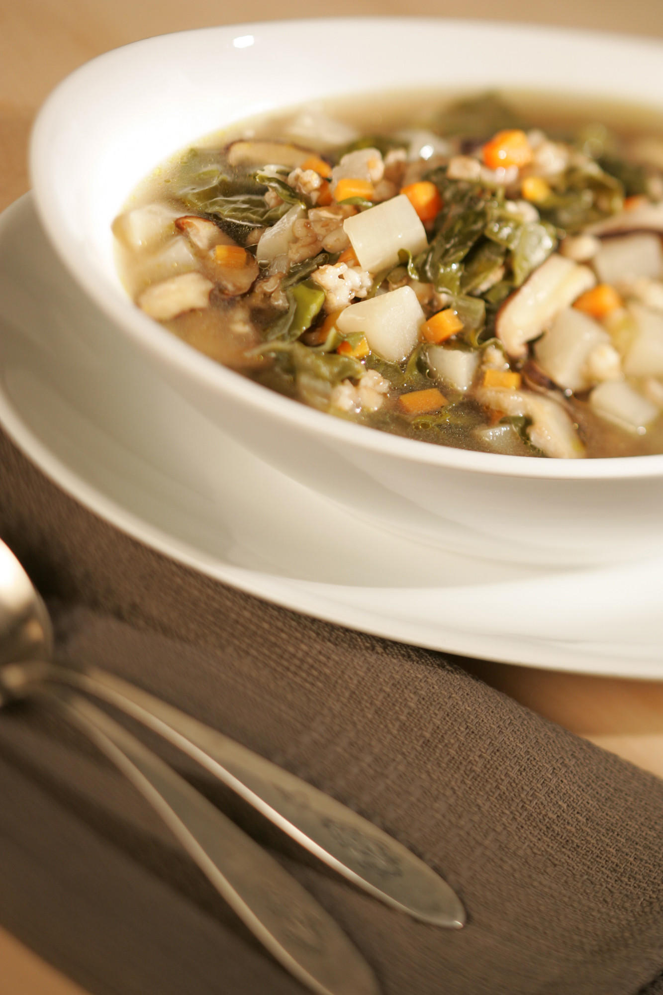 Recipe: Mushroom, barley and Swiss chard soup - LA Times Cooking