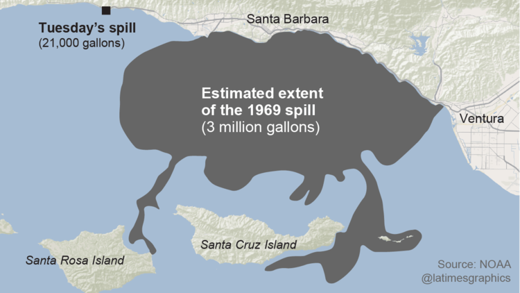 How Santa Barbara's 1969 oil spill compares with Tuesday's spill