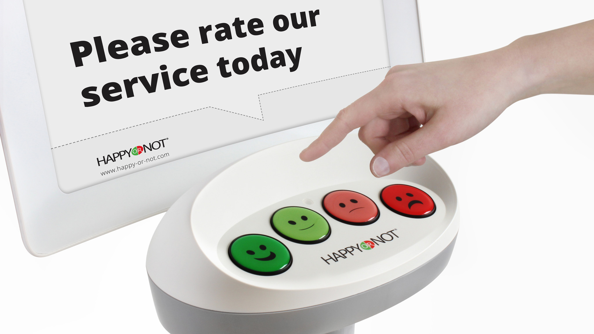 HappyOrNot lets customers give smiley or frowny feedback on the spot