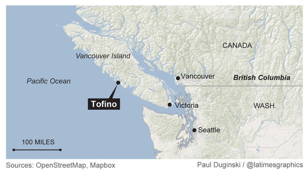 Map of Tofino off British Columbia