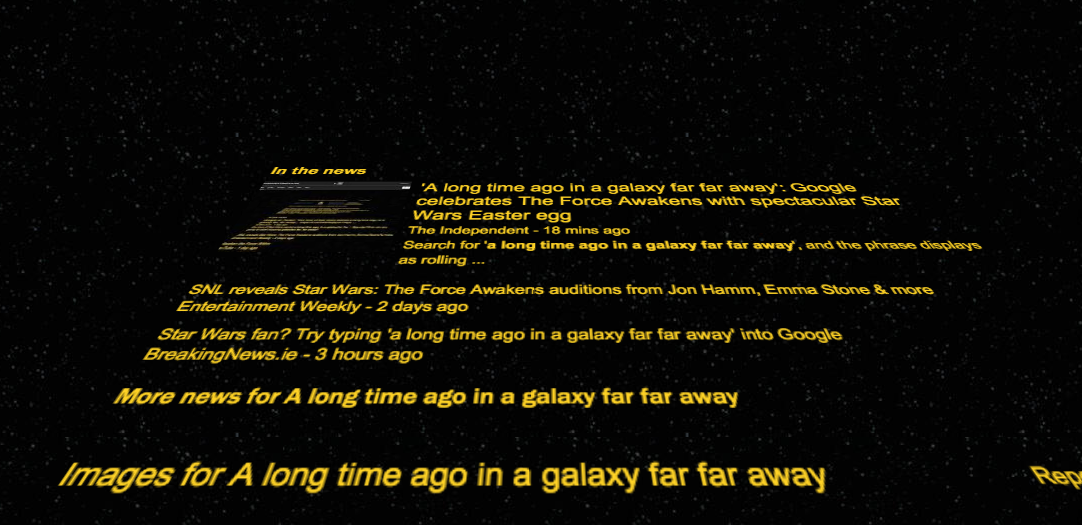 A Long Long Time Ago In A Galaxy Far Far Away