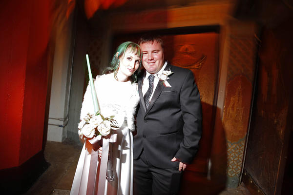 Caroline Ritter and Andrew Porters, both of Singleton, Australia, got married in front of Hollywood's TCL Chinese Theater before the first public screening of 