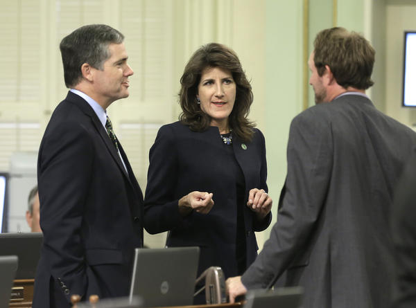 Assemblyman David Hadley (R-Manhattan Beach), left, and Assemblywoman Catherine Baker (R-San Ramon), center, are two of the most vulnerable Republican incumbents in 2016.
