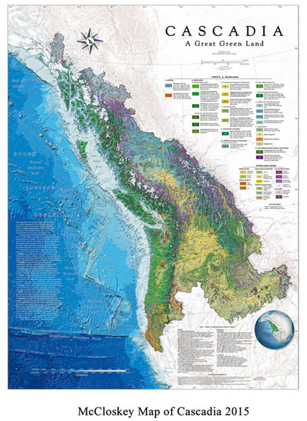 Map of Cascadia by David McCloskey titled “Cascadia A Great Green Land” 