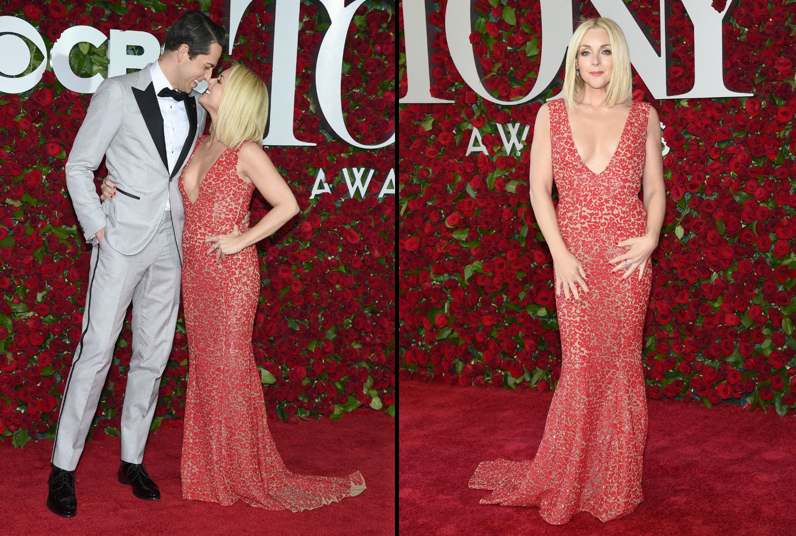 Jane Krakowski is another red carpet standout in red. (Charles Sykes / Invision / Associated Press)