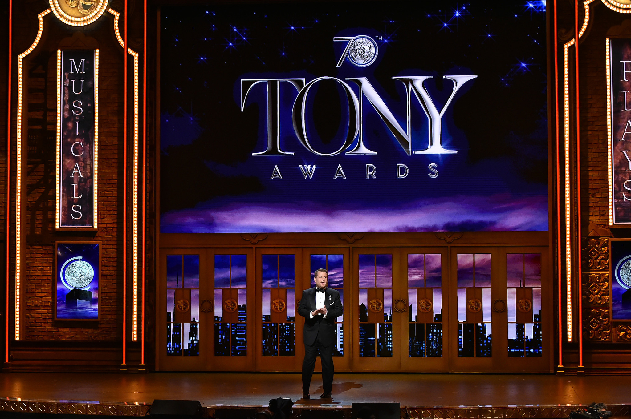 Host James Corden at the 70th Tony Awards. (Theo Wargo / Getty Images for Tony Awards Productions)