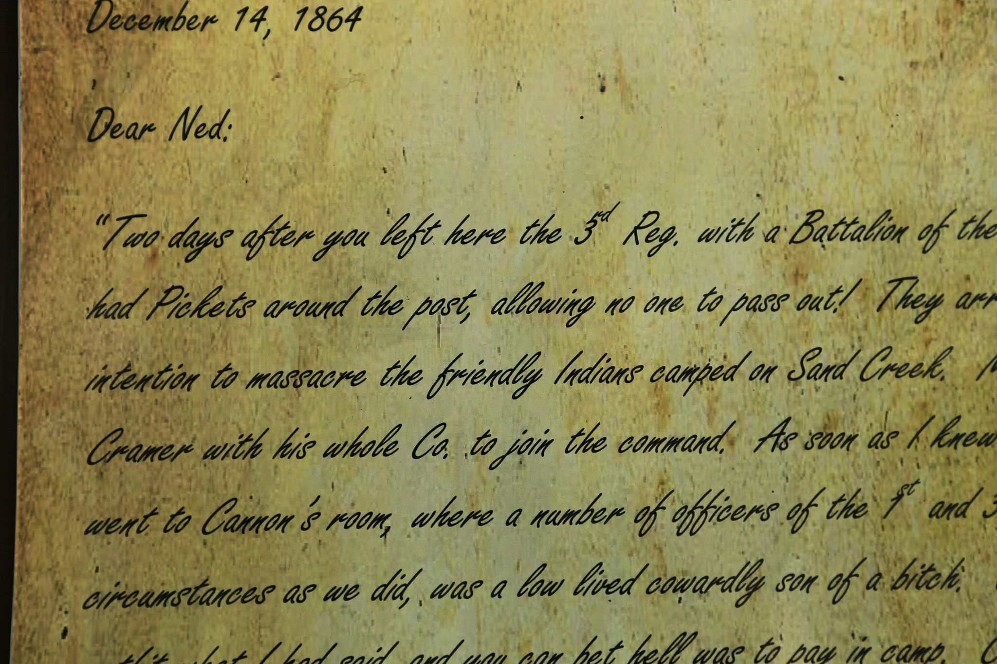 A detail of a letter written by a witness of the massacre.