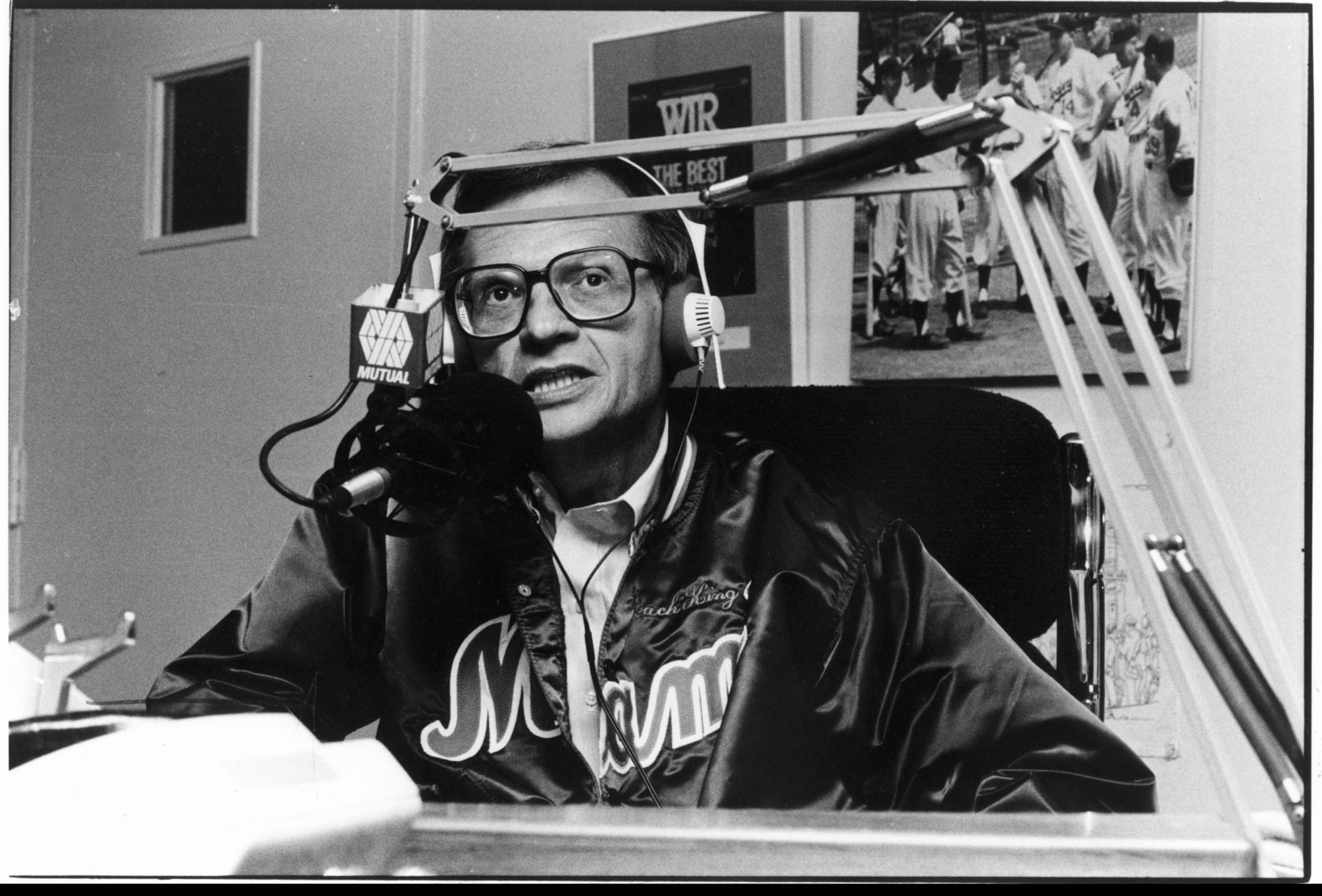 Larry King on the radio at Westwood One in Virginia in 1988.