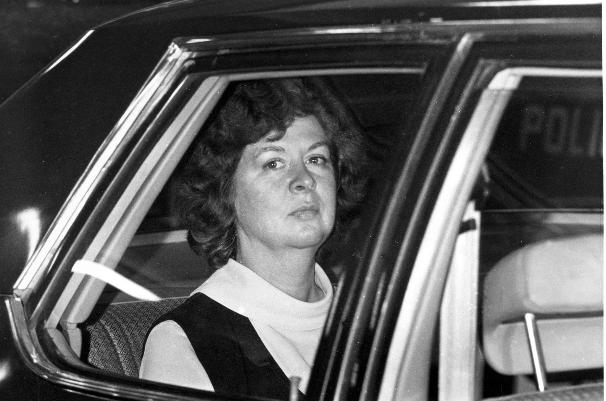 Sara Jane Moore on her way to federal court in 1975 in San Francisco, where a judge accepted her guilty plea for trying to kill President Gerald Ford.