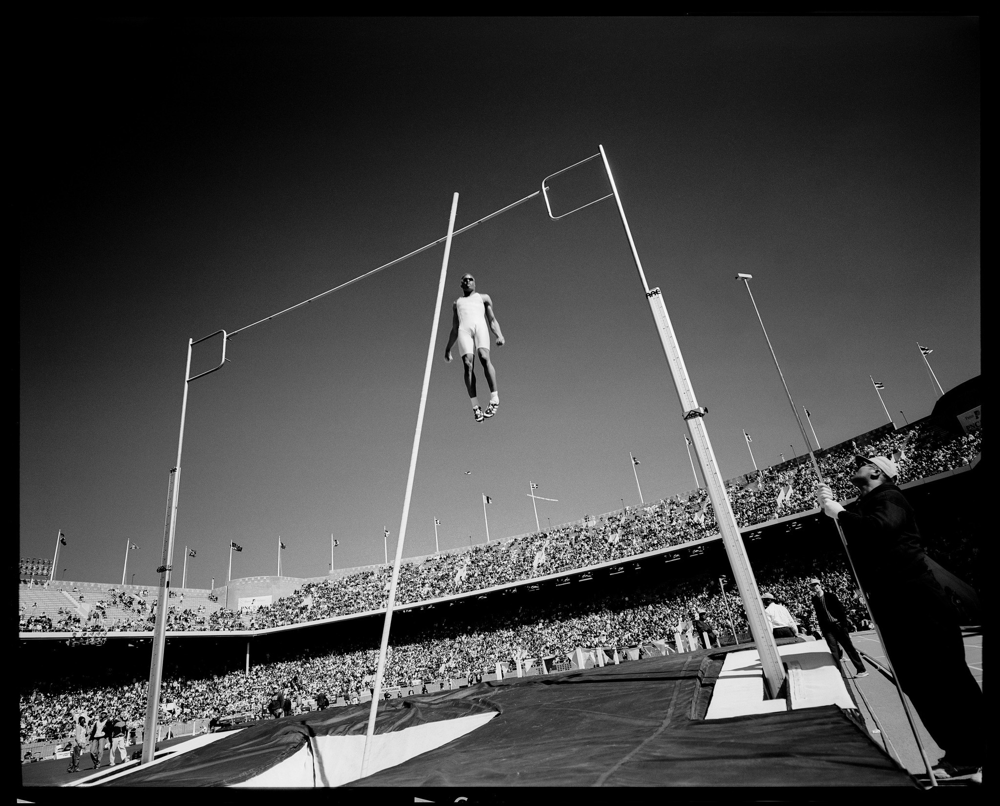 A pole vaulter at the U.S. Olympics trials in Philadelphia in 1996.