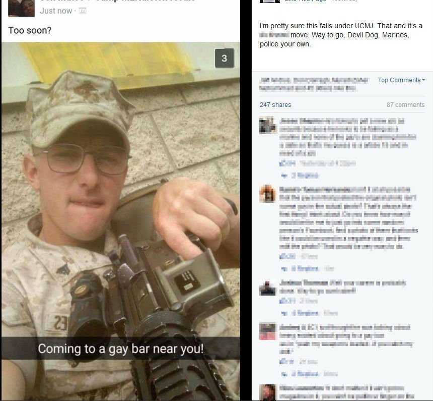 Facebook photo of Marine threatens gays? - The San Diego Union-Tribune