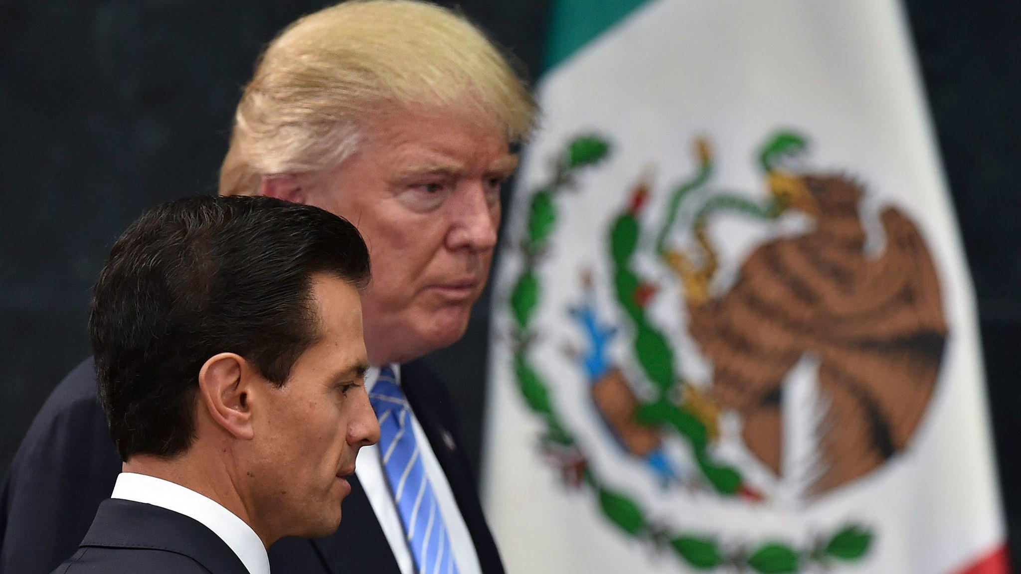 Mexican President Enrique Pea Nieto and then-Republican presidential nominee Donald Trump prepare to take the stage at a joint news conference in Mexico City in August.