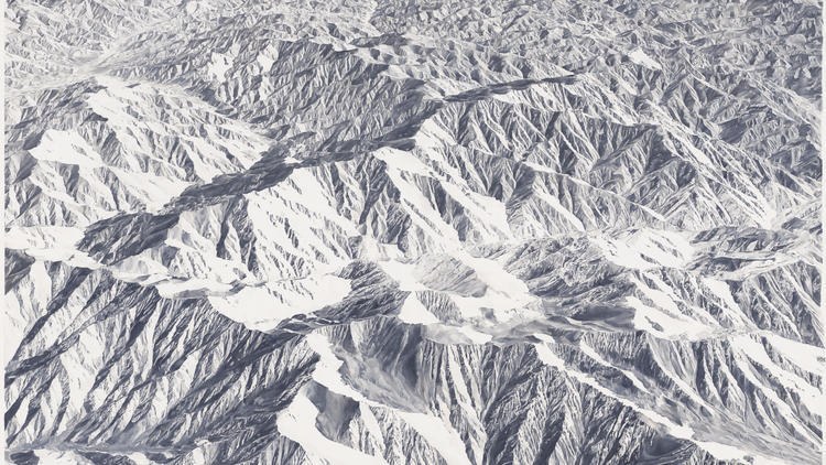 A detail from "Untitled (Mountains 2)," 2011-12, by Toba Khedoori, on view at the L.A. County Museum of Art.