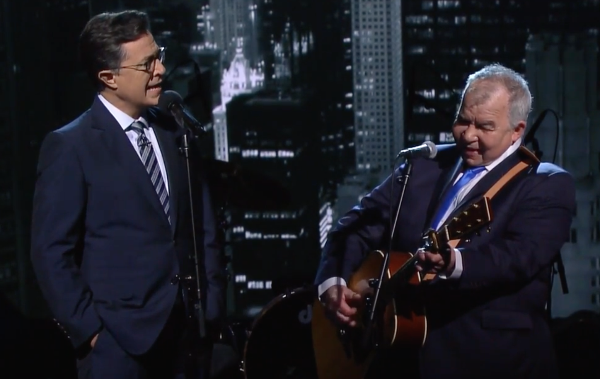 Watch Stephen Colbert, Chicago folk singer John Prine perform together ...