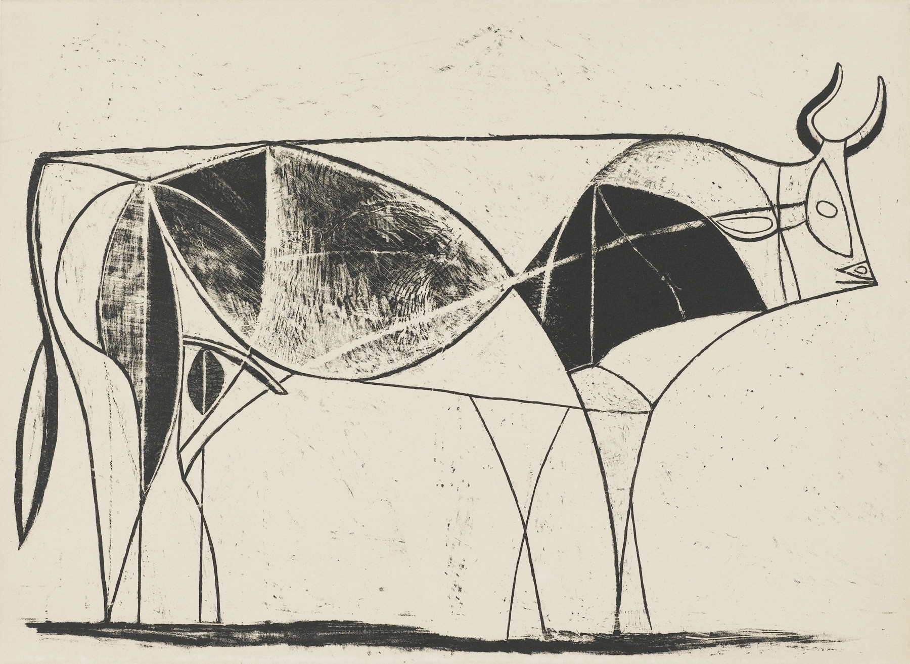 A lithograph, "The Bull," 1945, by Pablo Picasso.