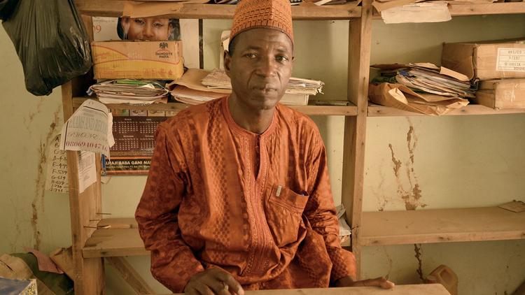 Chemistry teacher Mohammed Yahaya Nige, 50, narrowly missed being killed by Boko Haram gunmen in this office at his school in Maiduguri, Nigeria.
