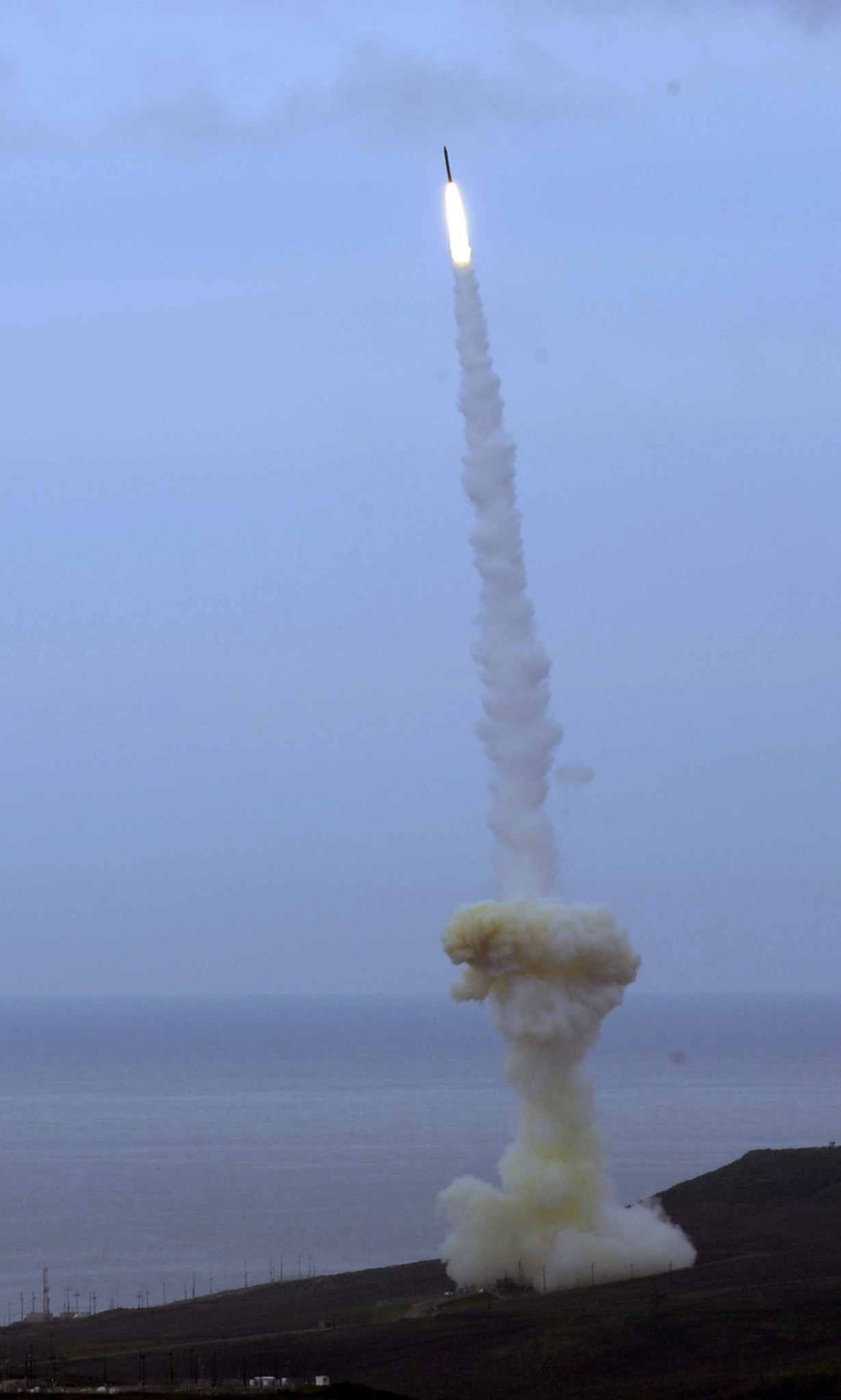 A rocket interceptor is launched from Vandenberg Air Force Base on Dec. 15, 2010. The interceptor's kill vehicle failed to intercept and destroy a mock enemy warhead.