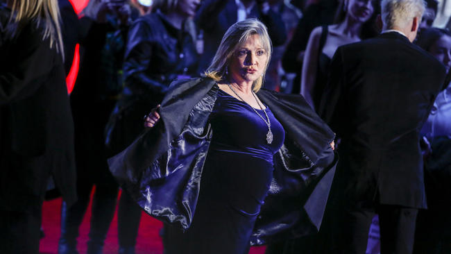 Carrie Fisher at the red-carpet premiere of 