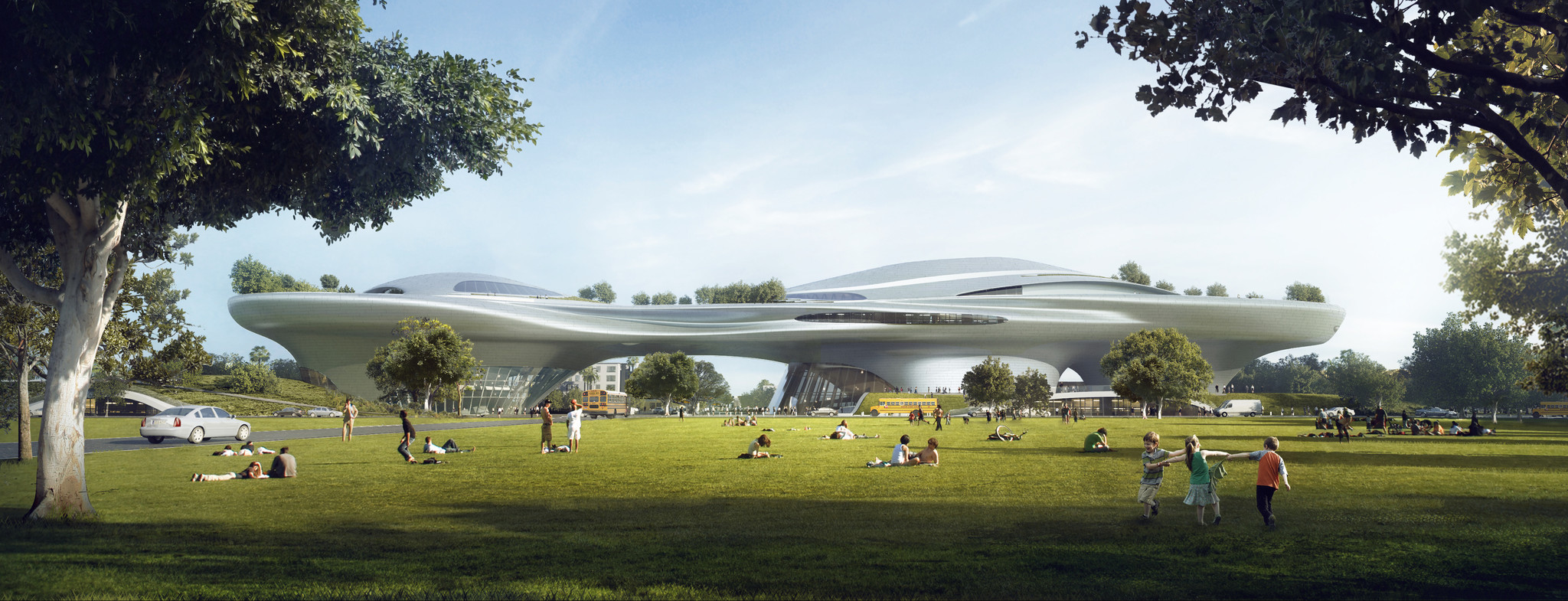A rendering of architect Ma Yansong's plan for the Lucas Museum of Narrative Art in L.A.'s Exposition Park.