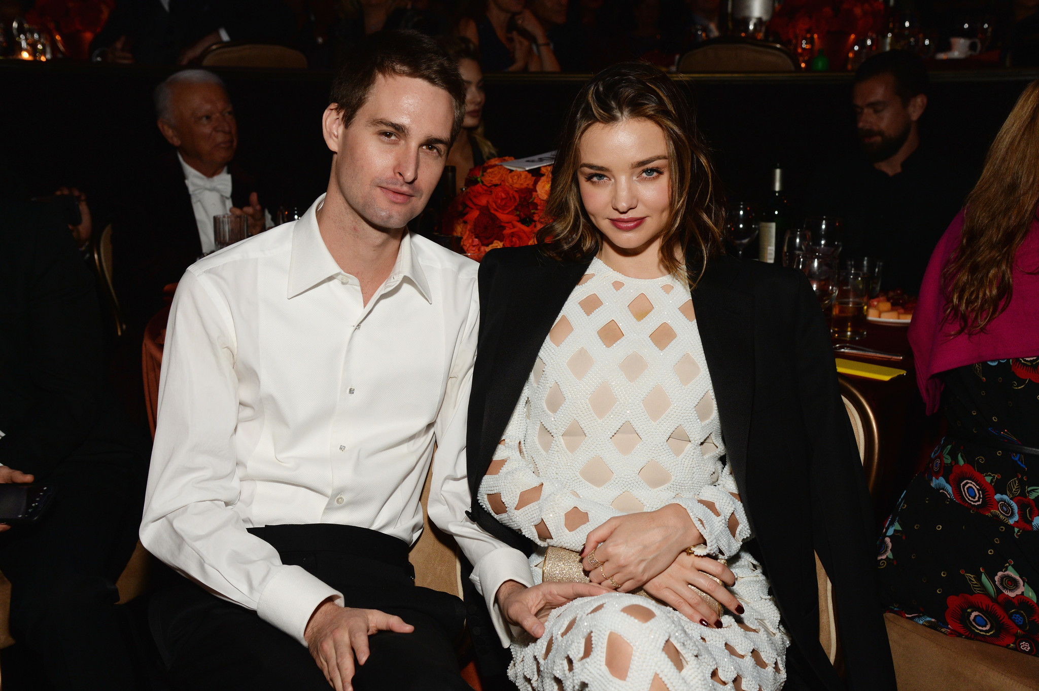 Evan Spiegel and fiancee Miranda Kerr at an event at the Beverly Hilton Hotel last year.