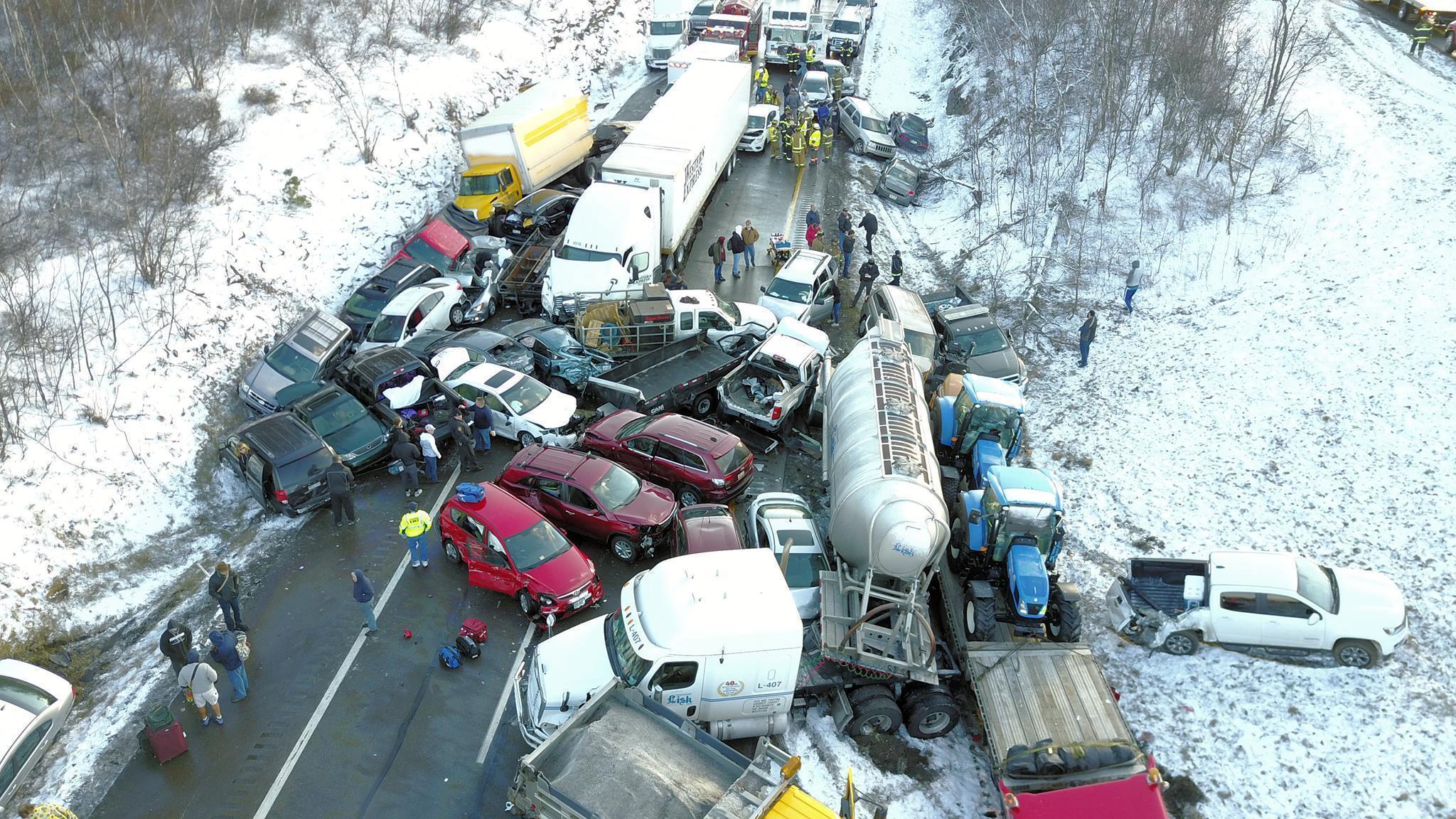 81 interstate vehicle snow crash pileup county schuylkill multi hazleton highway squall man mc dies