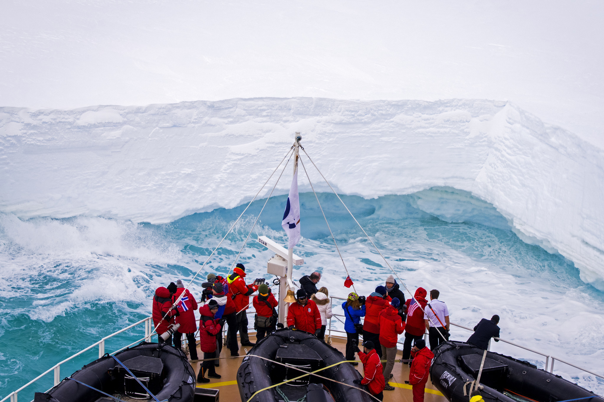 The World came within two meters of the Ross Ice Shelf.