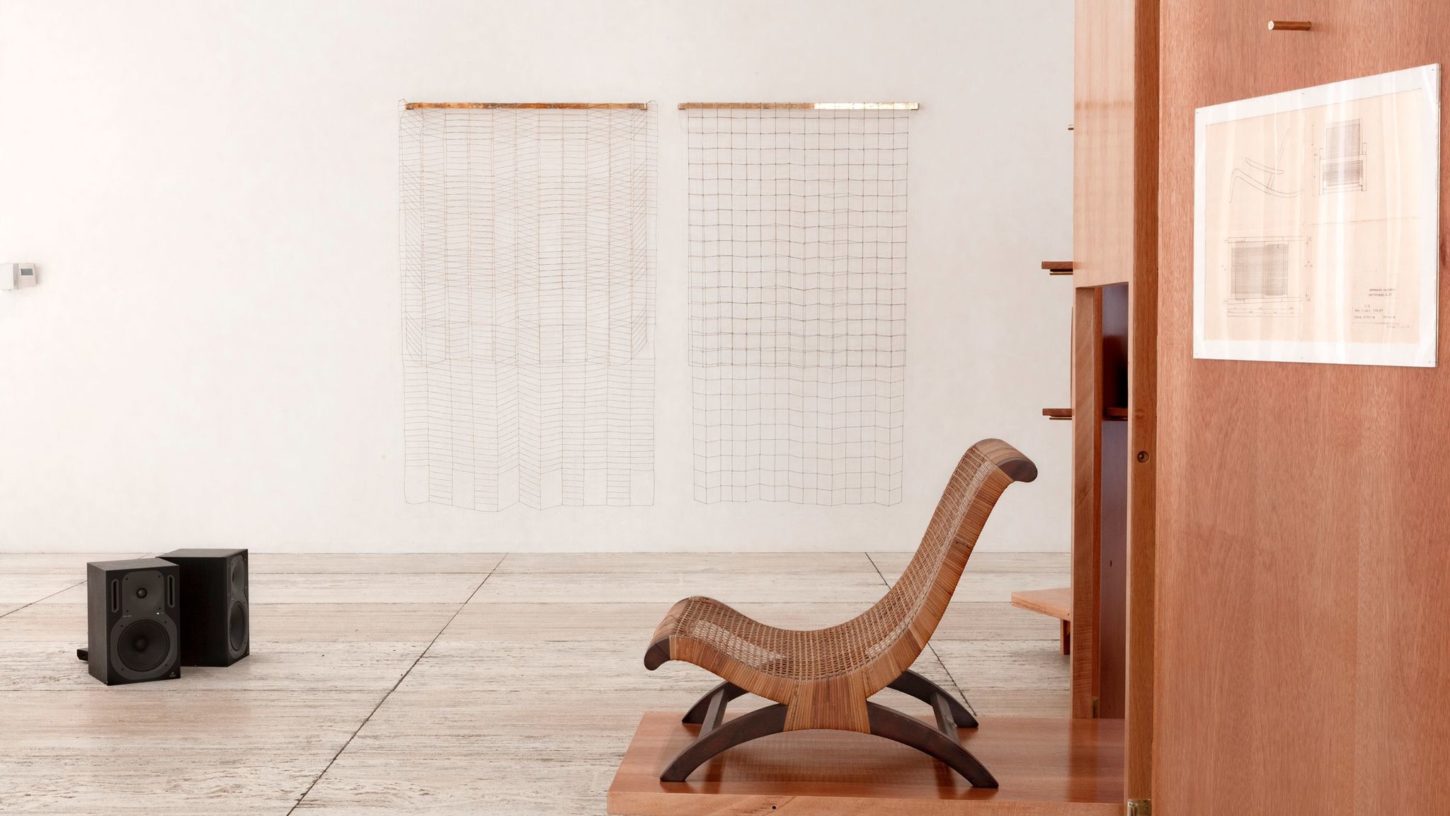 An installation view of "Passersby 02: Esther McCoy" shows a butaque chair, which McCoy was interested in trying to mass-produce in the U.S.