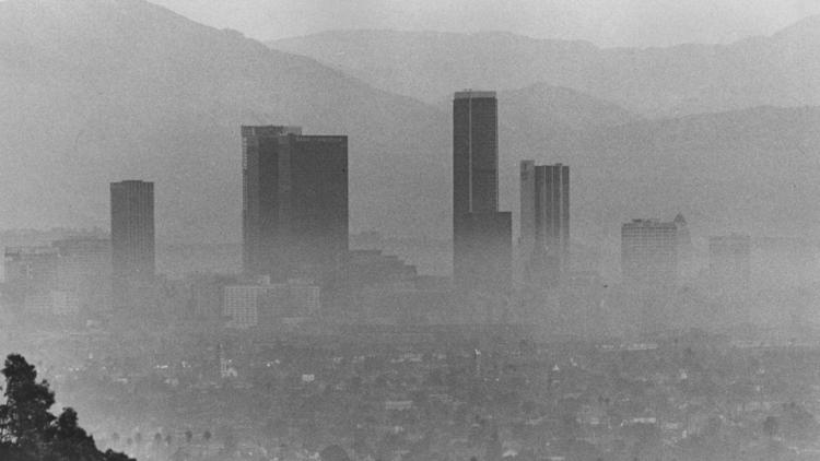 L.A. appears covered in smog in 1973.