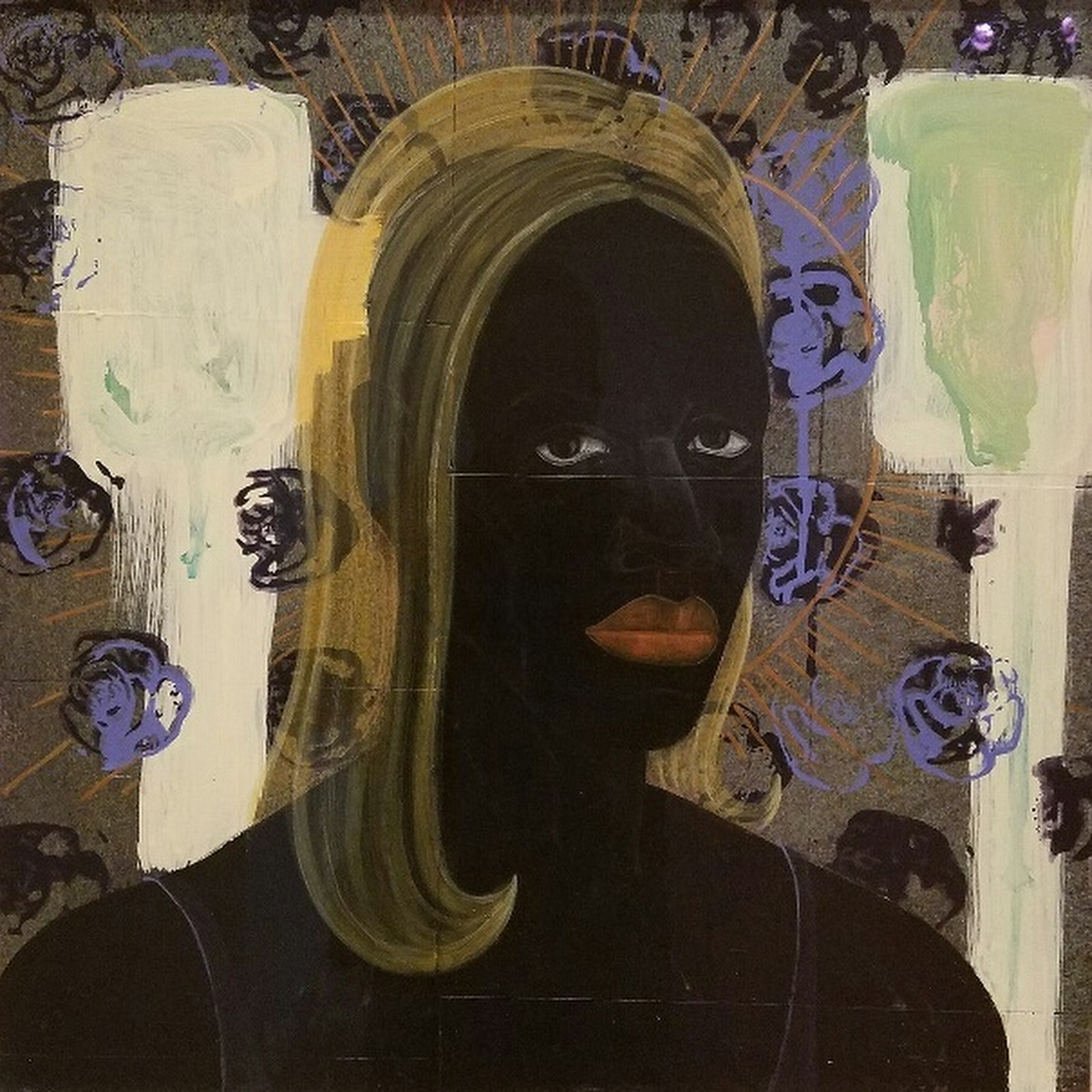 Kerry James Marshall, "Self-Portrait of the Artist as a Super Model," 1994, acrylic and collage on board