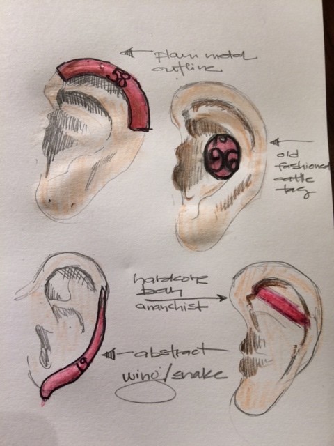Early sketches for eartags.