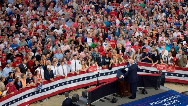 President Donald Trump addresses a "Make America Great Again" rally in Harrisburg, Pa., on April 29.