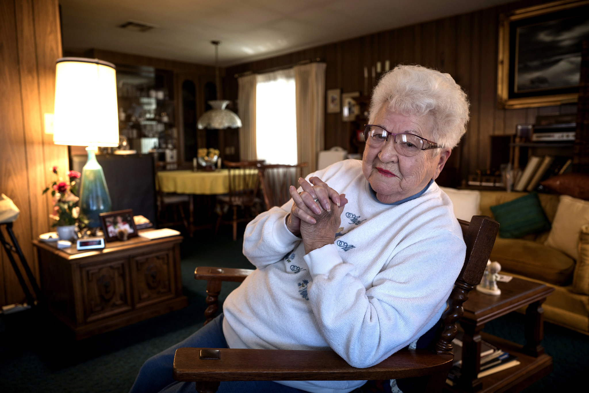 Dorothy "Dot" Niblock at her home at the Plaza del Rey mobile home park. Niblock moved into the park 44 years ago. She designed her two-bedroom home with her late husband.
