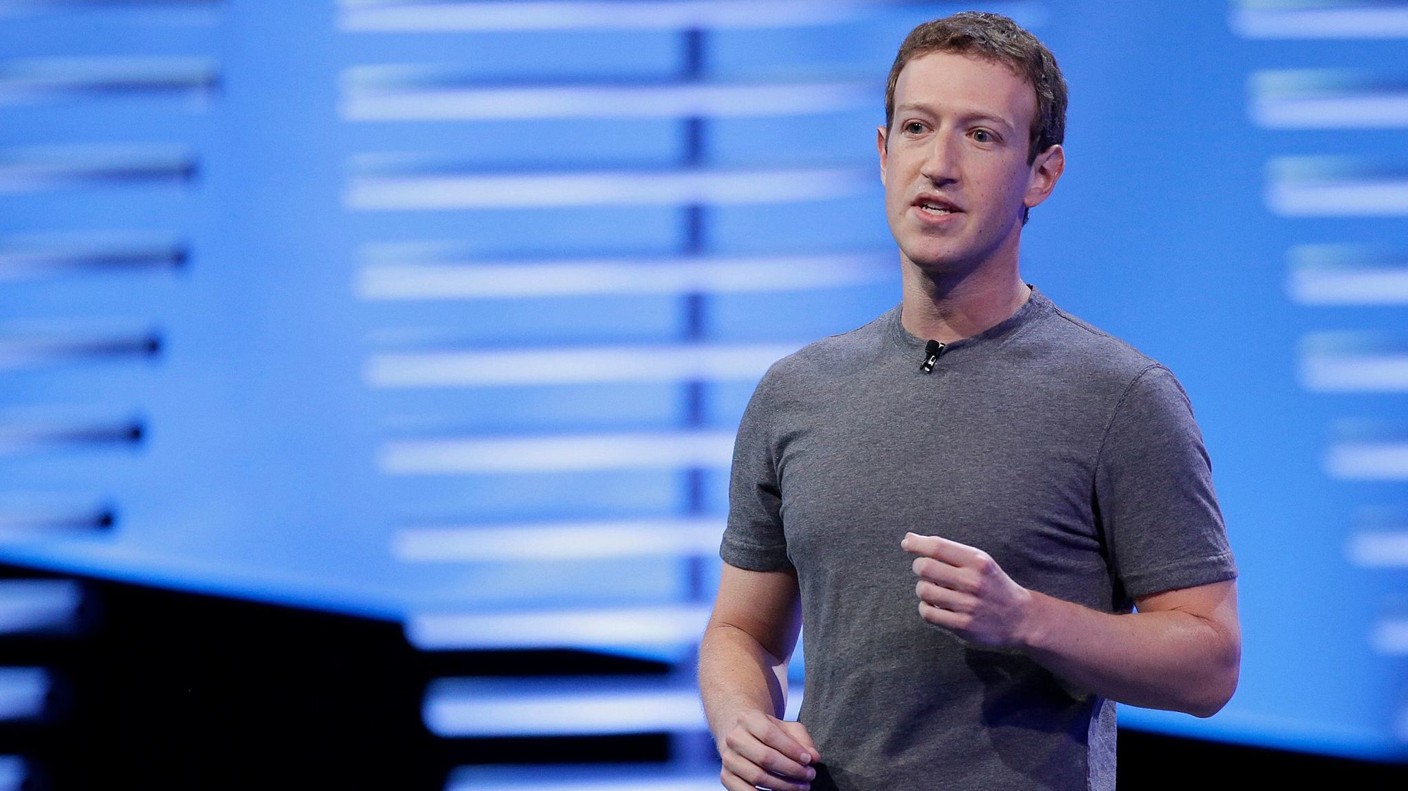 Facebook Chief Executive Mark Zuckerberg speaks during the keynote address at the F8 Facebook Developer Conference in San Francisco on April 12, 2016.