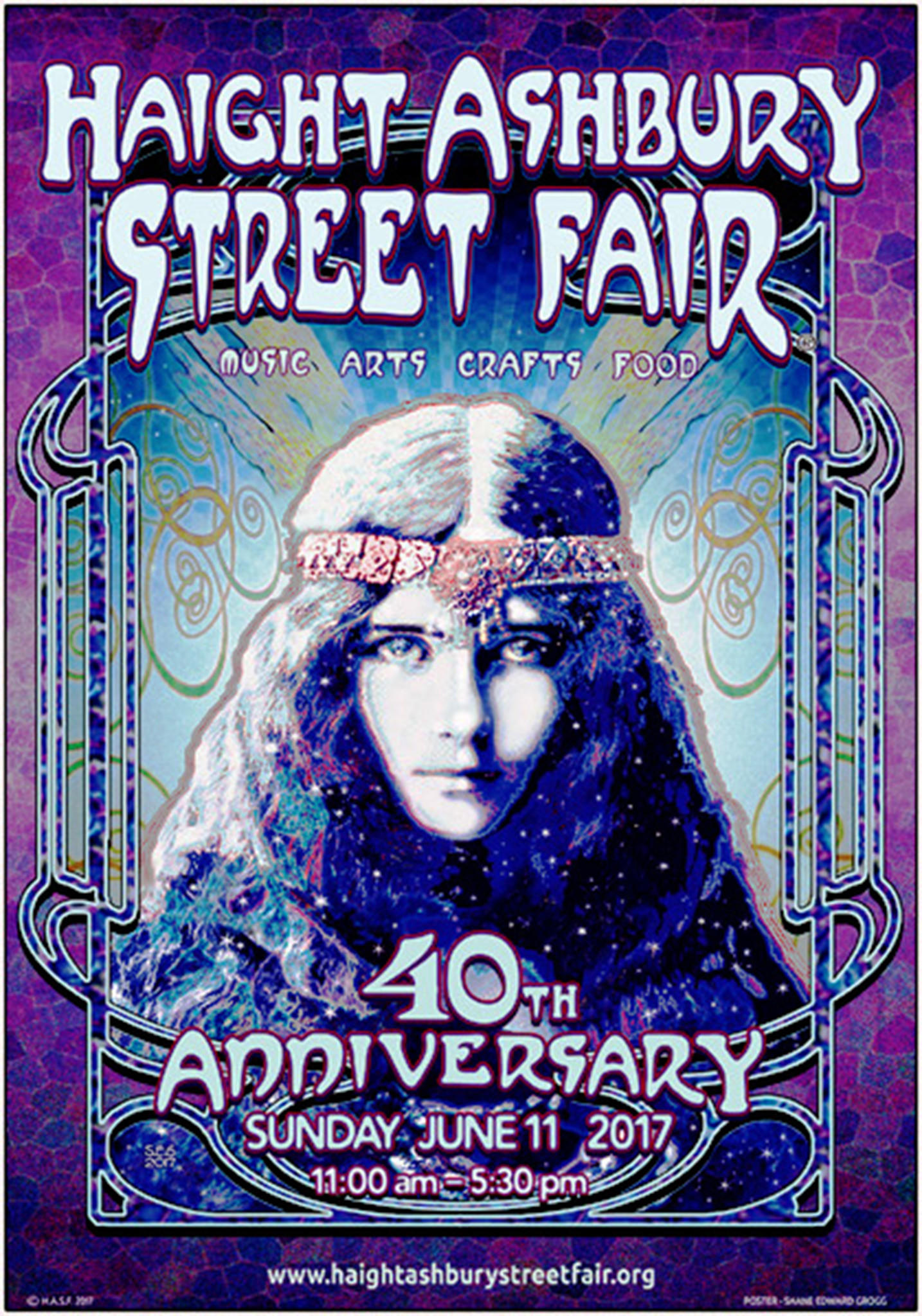 Haight Ashbury Street Fair 40th anniversary poster by Shane Edward Grogg.