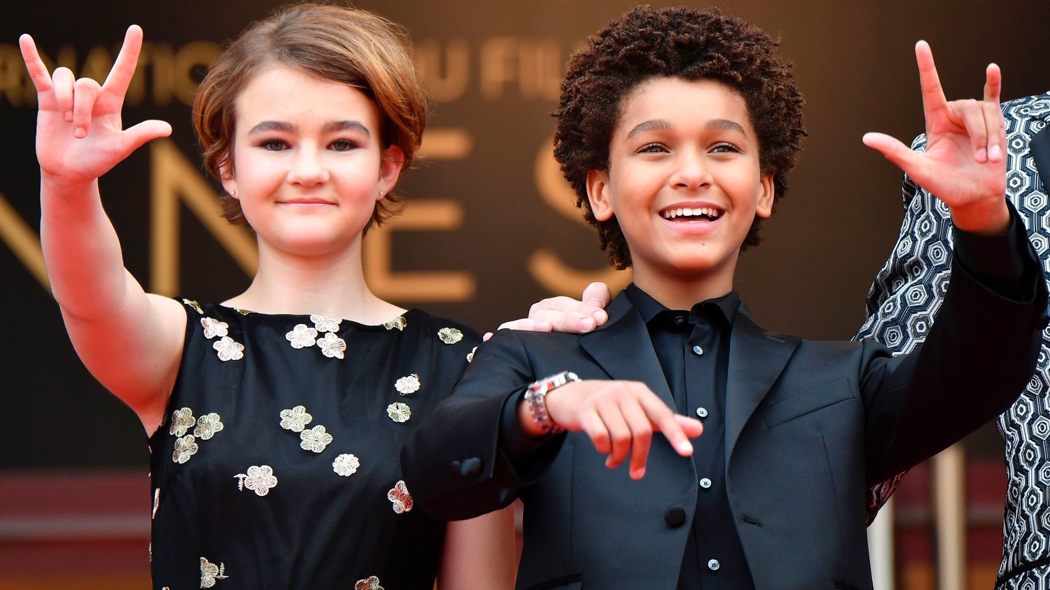 Millicent Simmonds and Jaden Michael as they arrive for the screening of their film 'Wonderstruck' a
